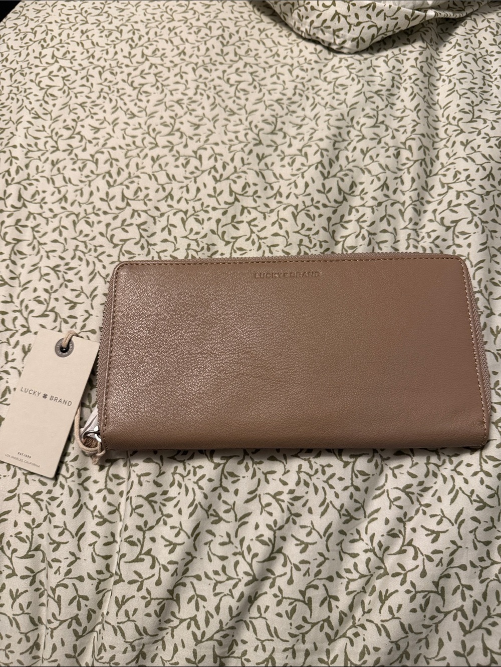 Lucky Brand Leather Zip Around Wallet in Dusty Taupe
